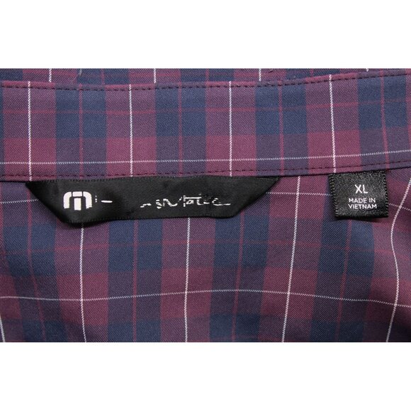 Travis Mathew Mens Long Sleeve Button Down Purple Blue Plaid Shirt Stretch Sz XL - Picture 6 of 9